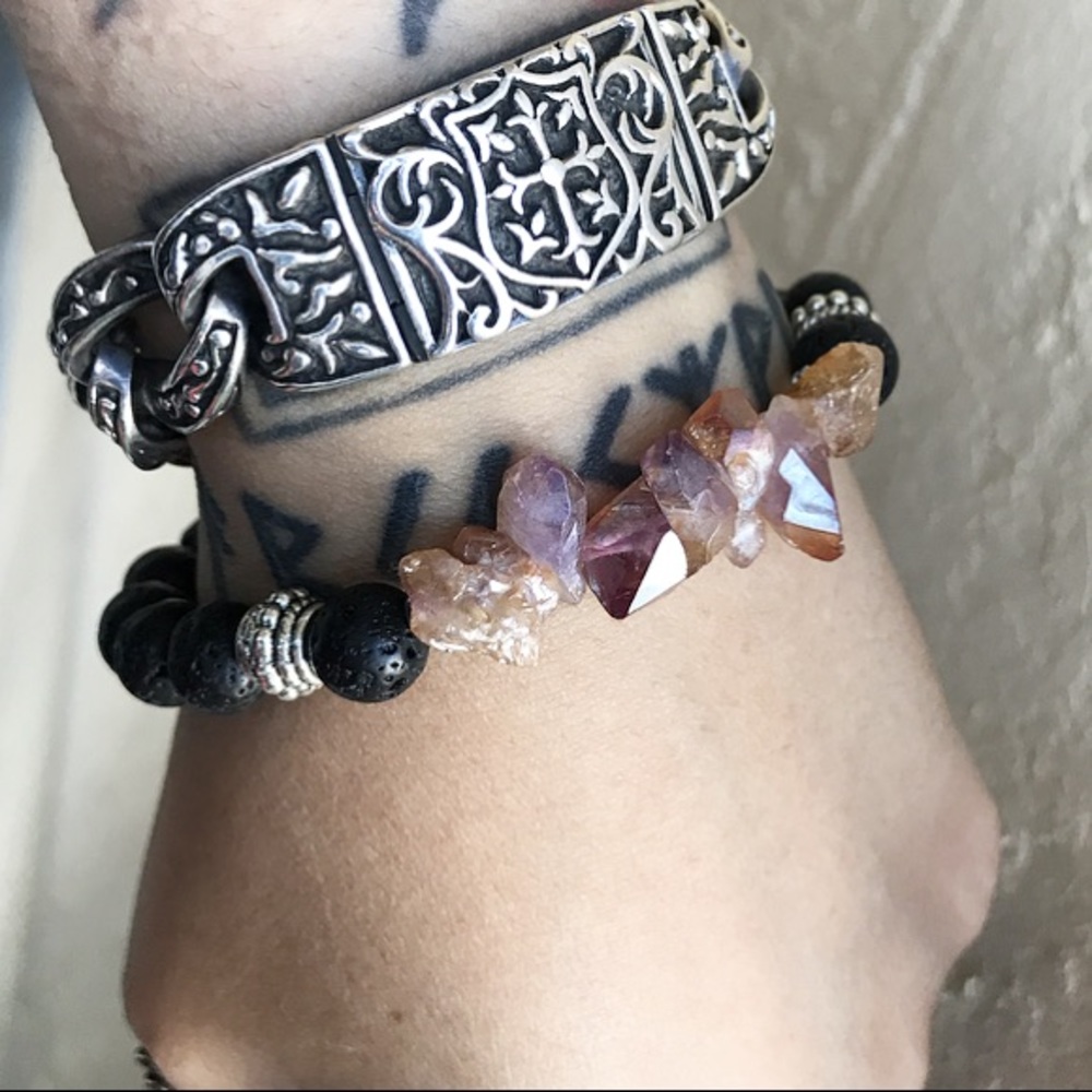 Genuine amethyst peach reflects crystal bracelet - Picture 6 of 8